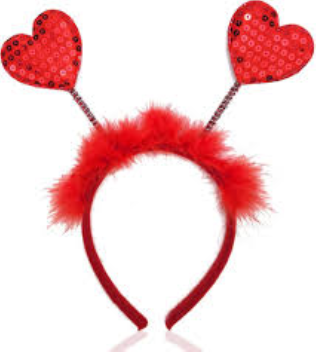 VALENTINES HEAD BAND W SHINY HEART LOVE 